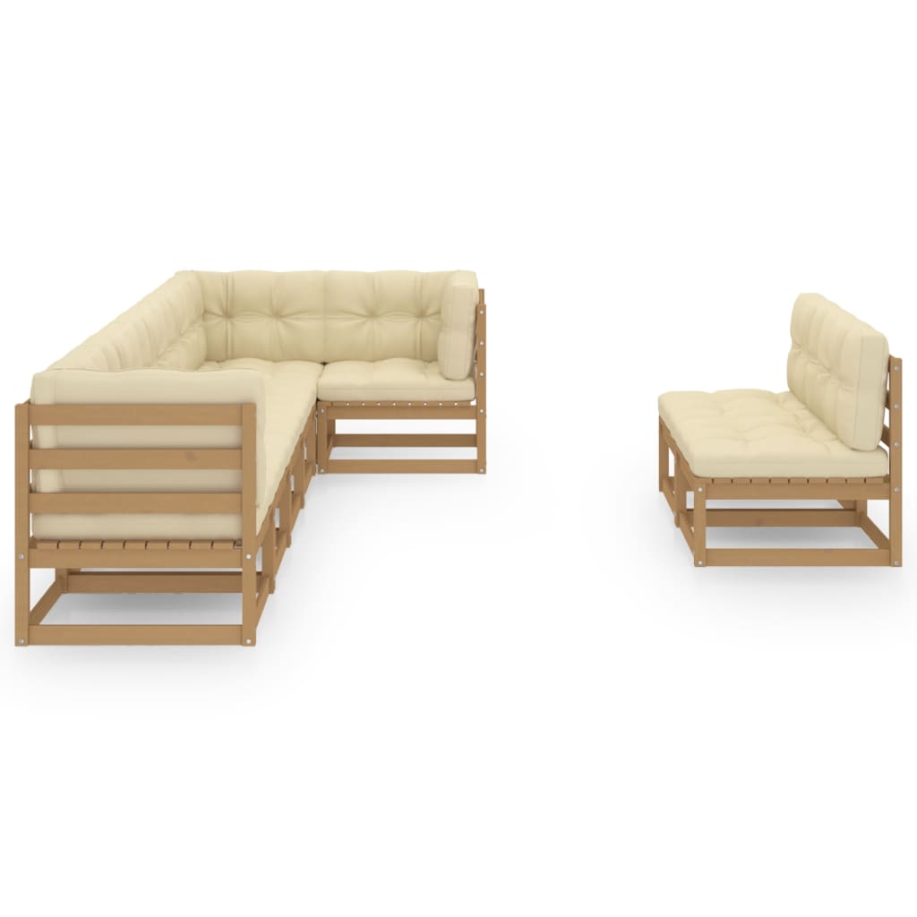 Set Salotto Giardino 8 pz con Cuscini in Legno Massello di Pino
