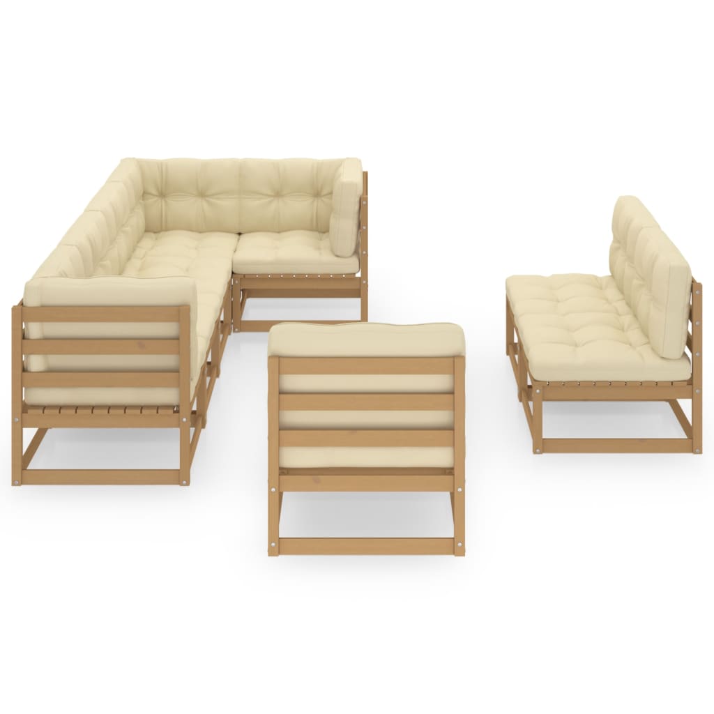 Set Salotto Giardino 8 pz con Cuscini in Legno Massello di Pino