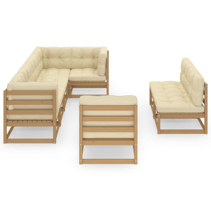 Set Salotto Giardino 8 pz con Cuscini in Legno Massello di Pino