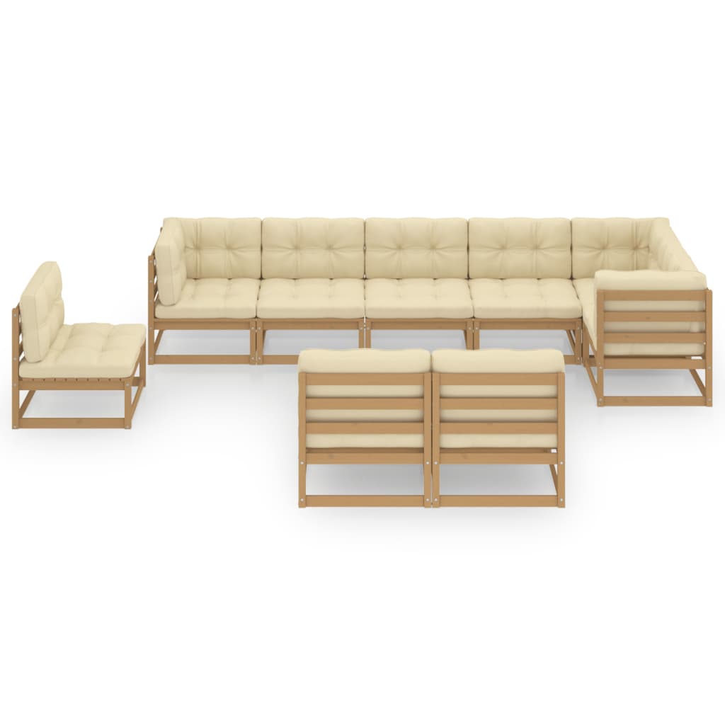Set Salotto Giardino 9 pz con Cuscini in Legno Massello di Pino