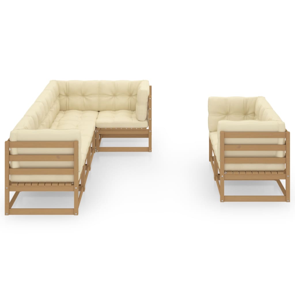Set Salotto Giardino 7 pz con Cuscini in Legno Massello di Pino