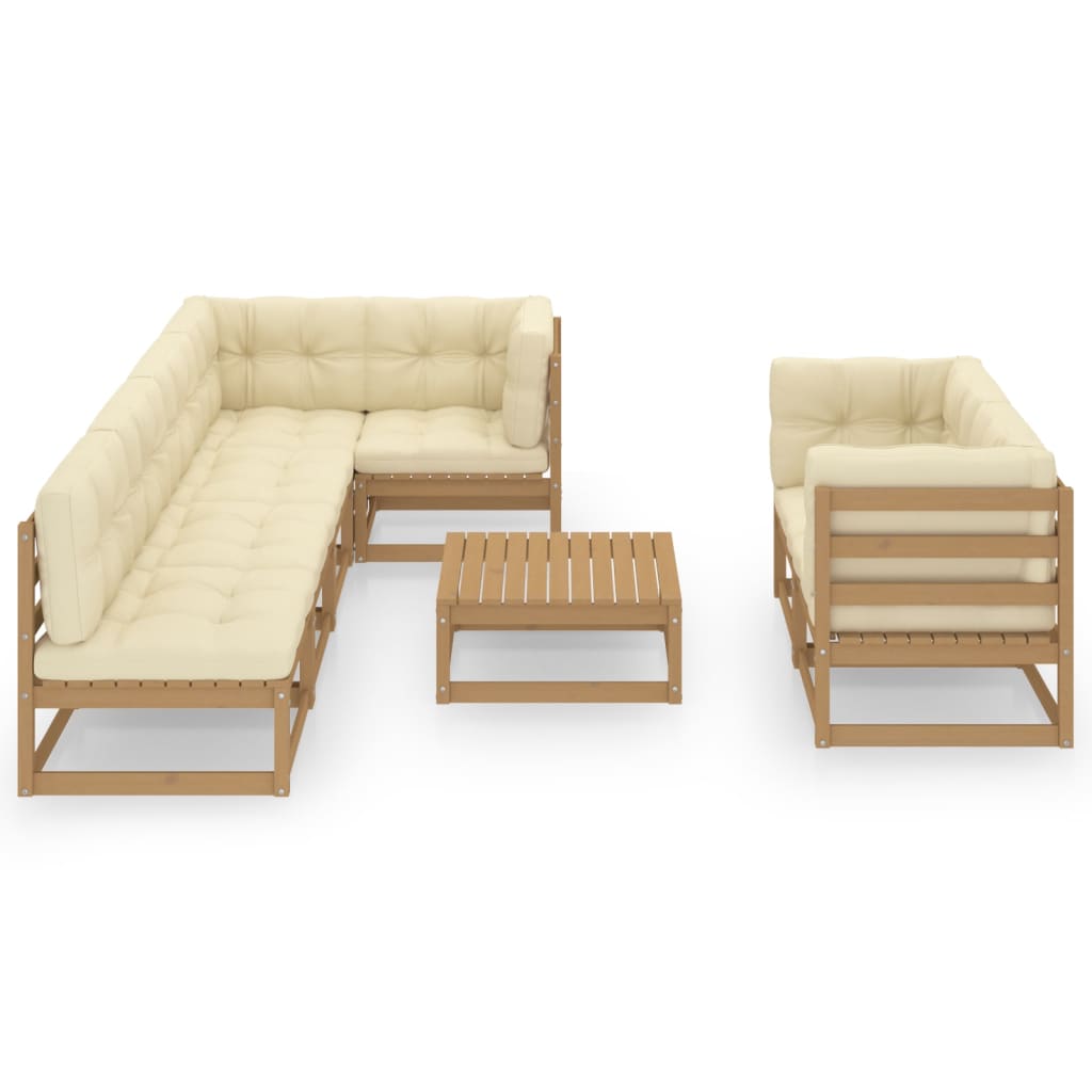 Set Salotto Giardino 8 pz con Cuscini in Legno Massello di Pino