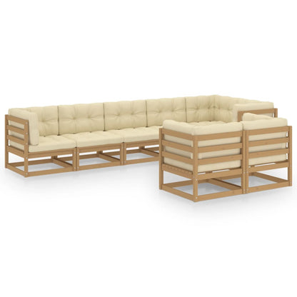 Set Salotto Giardino 8 pz con Cuscini in Legno Massello di Pino