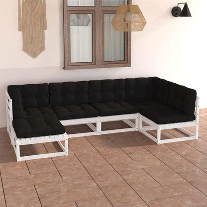 Set Divani Giardino 6 pz con Cuscini in Legno Massello di Pino