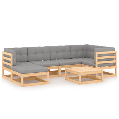 Set Salotto Giardino 7 pz Cuscini Antracite Legno Massello Pino