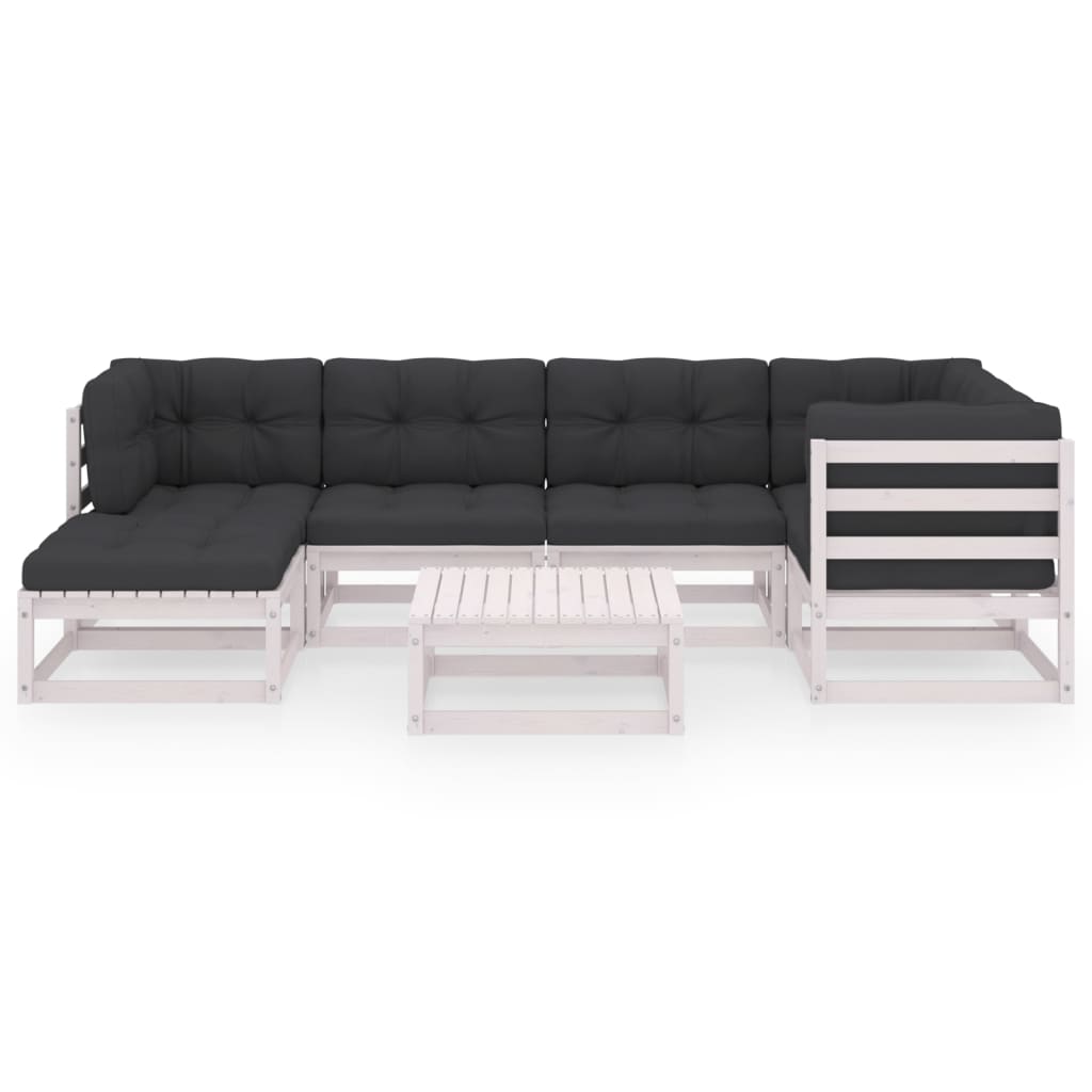 Set Salotto Giardino 7 pz Cuscini Antracite Legno Massello Pino
