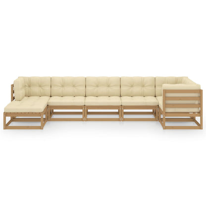 Set Salotto Giardino 7 pz con Cuscini in Legno Massello di Pino