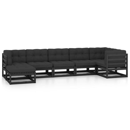 Set Salotto Giardino 7 pz Cuscini Antracite Legno Massello Pino