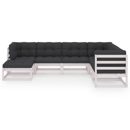 Set Salotto Giardino 7 pz Cuscini Antracite Legno Massello Pino