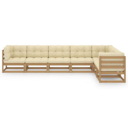 Set Salotto Giardino e Cuscini 7 pz Legno Massello Pino Ambra