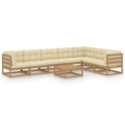 Set Salotto Giardino e Cuscini 8 pz Legno Massello Pino Ambra