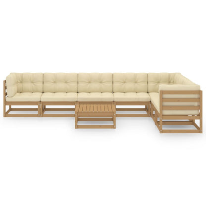 Set Salotto Giardino e Cuscini 8 pz Legno Massello Pino Ambra