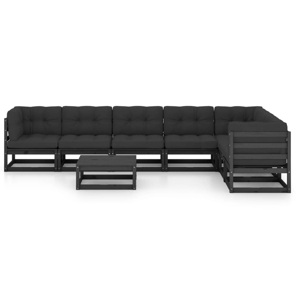 Set Divani da Giardino 8 pz con Cuscini Massello di Pino Nero