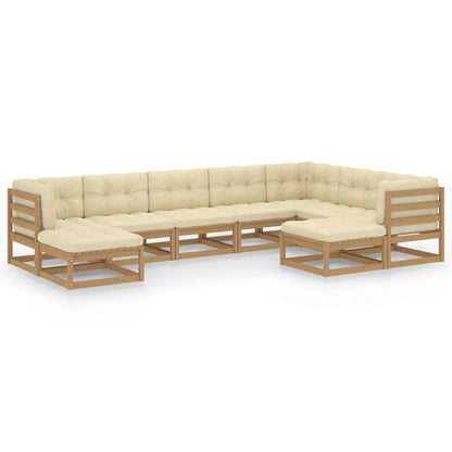 Set Salotto Giardino e Cuscini 9 pz Legno Massello Pino Ambra