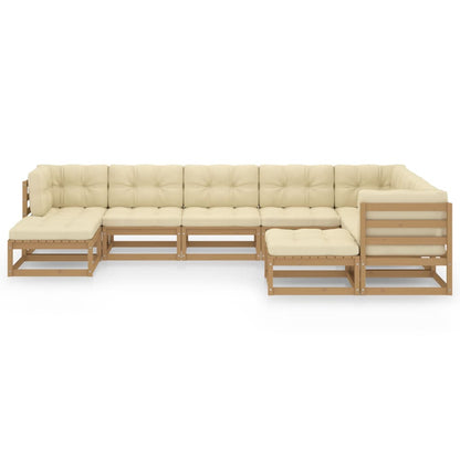 Set Salotto Giardino e Cuscini 9 pz Legno Massello Pino Ambra