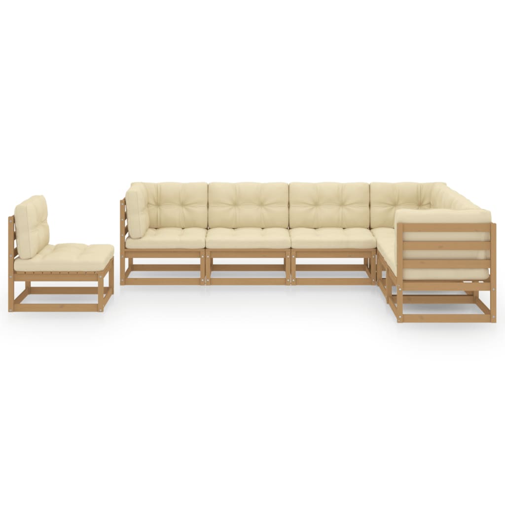 Set Salotto Giardino e Cuscini 7 pz Legno Massello Pino Ambra
