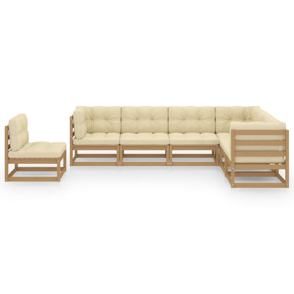 Set Salotto Giardino e Cuscini 7 pz Legno Massello Pino Ambra