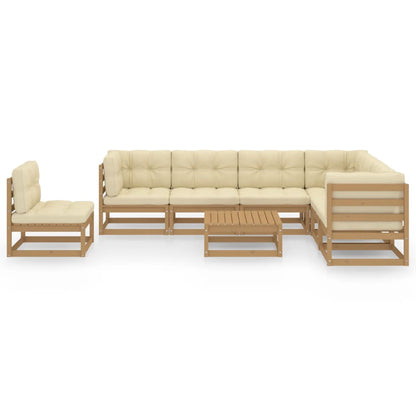 Set Salotto Giardino e Cuscini 8 pz Legno Massello Pino Ambra