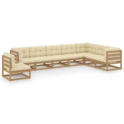 Set Salotto Giardino e Cuscini 8 pz Legno Massello Pino Ambra