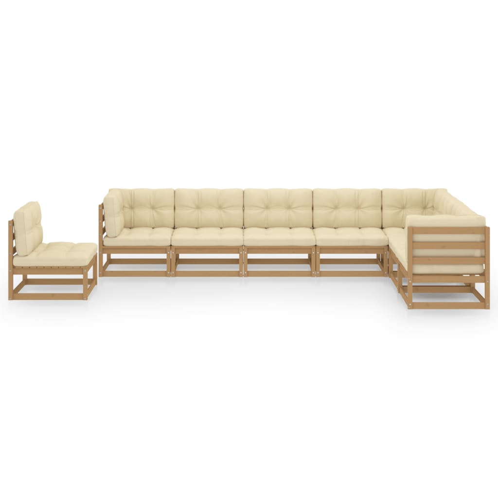 Set Salotto Giardino e Cuscini 8 pz Legno Massello Pino Ambra