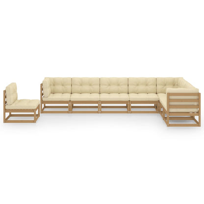 Set Salotto Giardino e Cuscini 8 pz Legno Massello Pino Ambra