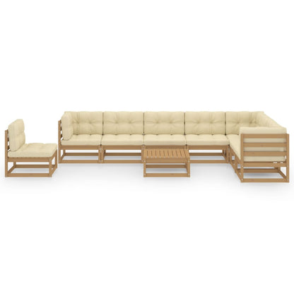 Set Salotto Giardino e Cuscini 9 pz Legno Massello Pino Ambra