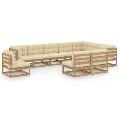 Set Salotto Giardino e Cuscini 10 pz Legno Massello Pino Ambra