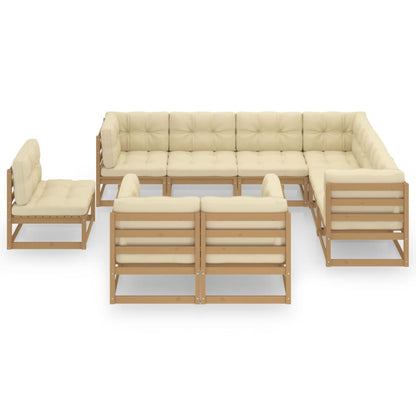 Set Salotto Giardino e Cuscini 9 pz Legno Massello Pino Ambra