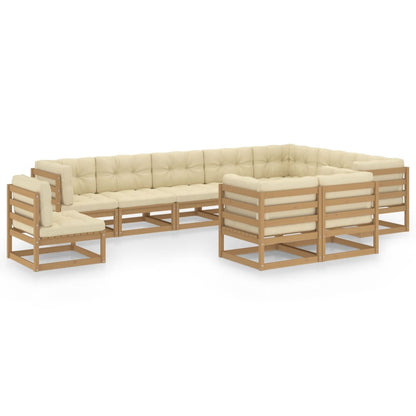 Set Salotto Giardino e Cuscini 10 pz Legno Massello Pino Ambra
