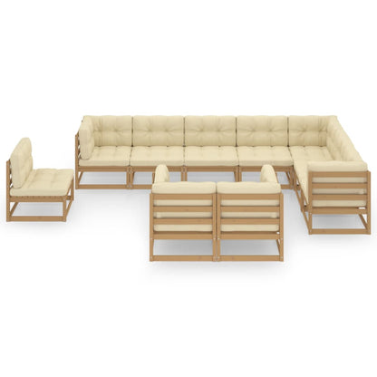 Set Salotto Giardino e Cuscini 10 pz Legno Massello Pino Ambra