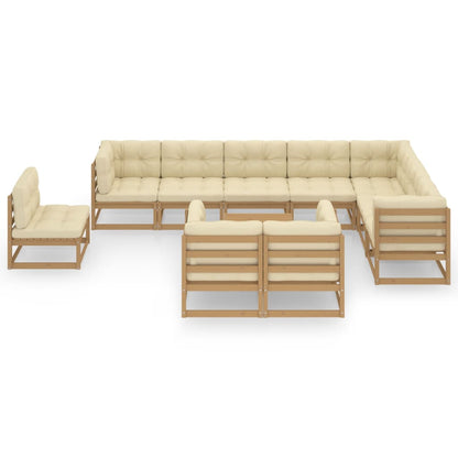 Set Salotto Giardino e Cuscini 11 pz Legno Massello Pino Ambra
