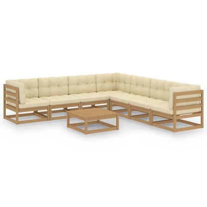 Set Salotto Giardino e Cuscini 8 pz Legno Massello Pino Ambra