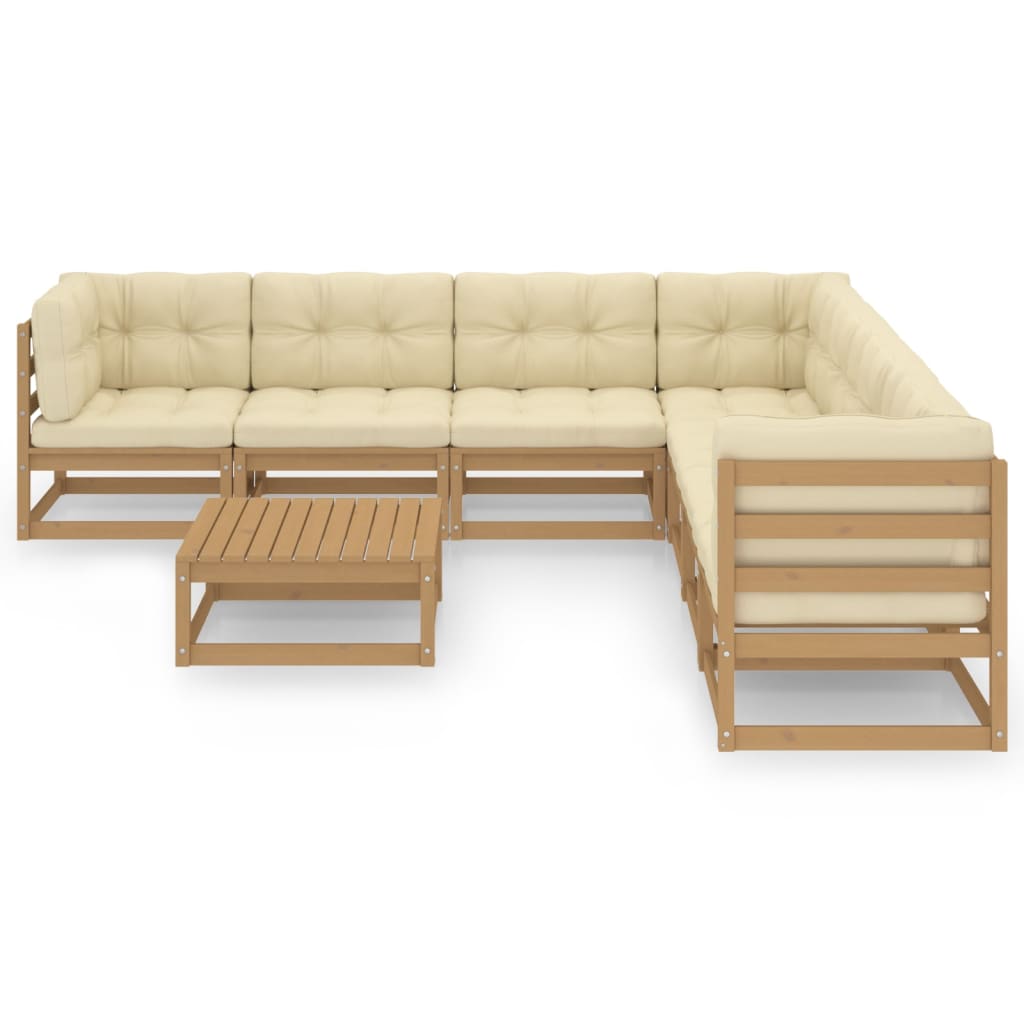 Set Salotto Giardino e Cuscini 8 pz Legno Massello Pino Ambra