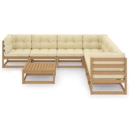 Set Salotto Giardino e Cuscini 8 pz Legno Massello Pino Ambra