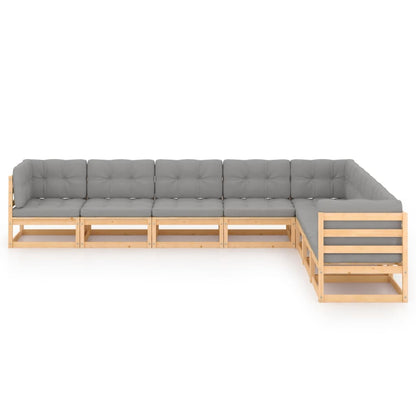 Set Salotto Giardino 8 pz Cuscini Antracite Legno Massello Pino