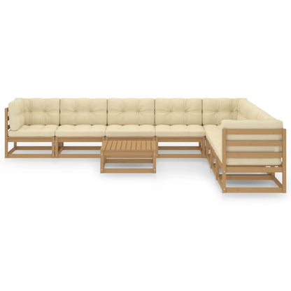 Set Salotto Giardino e Cuscini 9 pz Legno Massello Pino Ambra