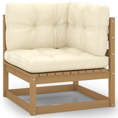 Set Salotto Giardino e Cuscini 9 pz Legno Massello Pino Ambra