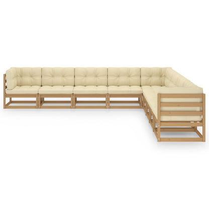 Set Salotto Giardino e Cuscini 9 pz Legno Massello Pino Ambra