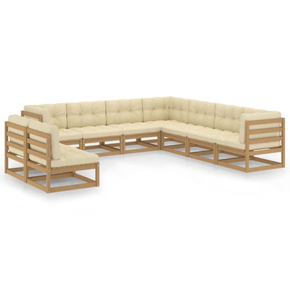 Set Salotto Giardino e Cuscini 9 pz Legno Massello Pino Ambra