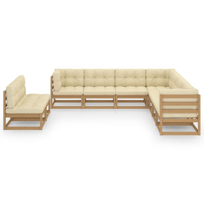 Set Salotto Giardino e Cuscini 9 pz Legno Massello Pino Ambra