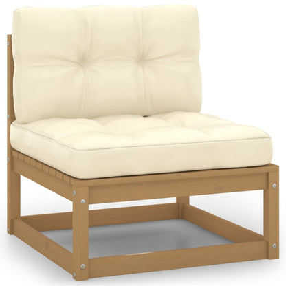 Set Salotto Giardino e Cuscini 9 pz Legno Massello Pino Ambra