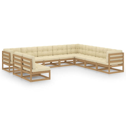 Set Salotto Giardino e Cuscini 10 pz Legno Massello Pino Ambra