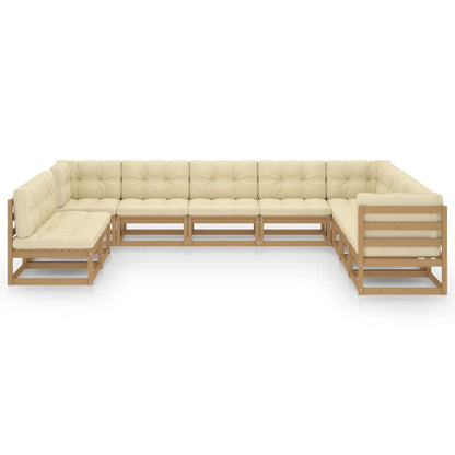 Set Salotto Giardino e Cuscini 10 pz Legno Massello Pino Ambra