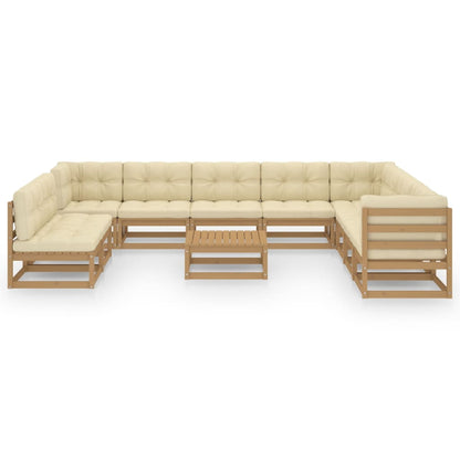 Set Salotto Giardino e Cuscini 11 pz Legno Massello Pino Ambra