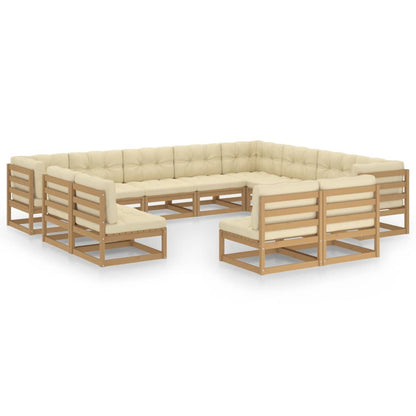 Set Salotto Giardino e Cuscini 12 pz Legno Massello Pino Ambra