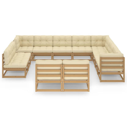 Set Salotto Giardino e Cuscini 12 pz Legno Massello Pino Ambra