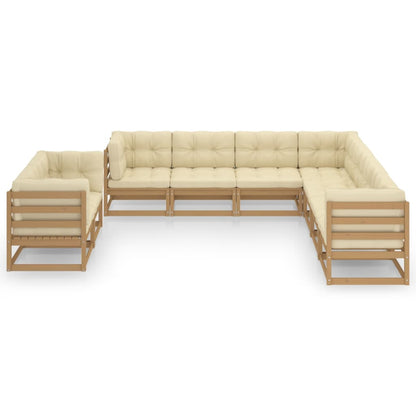 Set Salotto Giardino e Cuscini 9 pz Legno Massello Pino Ambra