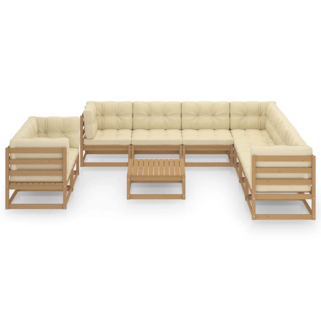 Set Salotto Giardino e Cuscini 10 pz Legno Massello Pino Ambra