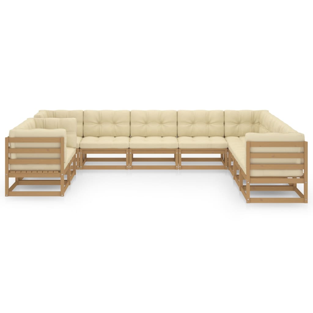 Set Salotto Giardino e Cuscini 10 pz Legno Massello Pino Ambra