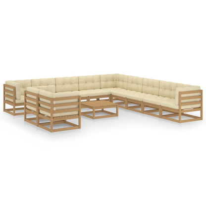 Set Salotto Giardino e Cuscini 12 pz Legno Massello Pino Ambra